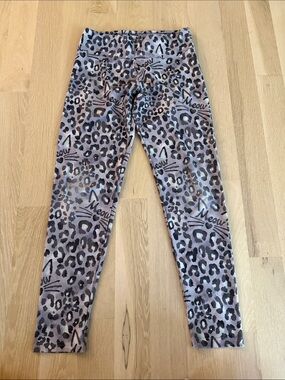 Justice Taupe and Black Leopard Cat-Print Leggings